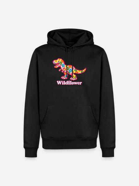 Wildblumen-Süßer Floral-T-Rex - Männer Premium Bio Hoodie - Schwarz