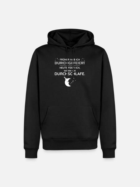 Früher durchgefeiert, heute durchschlafen - Lustig - Männer Premium Bio Hoodie - Schwarz