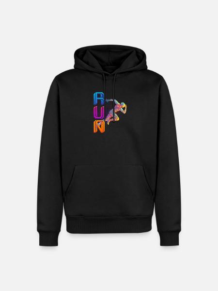 RUN - buntes Läufer Motiv - Männer Premium Bio Hoodie - Schwarz