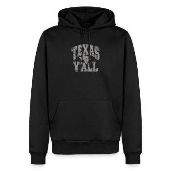 Texas Yall Distressed State Tee - Männer Premium Bio Hoodie - Schwarz - Vorne - Nico (187cm)