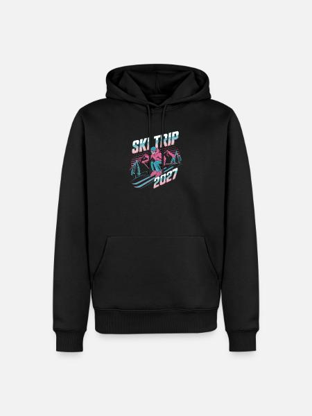 Skireise 2027 Neon Retro - Männer Premium Bio Hoodie - Schwarz