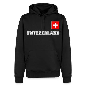 SCHWITZERLAND SCHWEIZ Trikot Look mit Fahne Flagge - Männer Premium Bio Hoodie - Schwarz - Vorne - Nico (187cm)