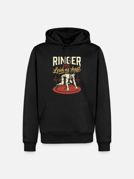 Ringer Leidenschaft Kraft - Männer Premium Bio Hoodie - Schwarz