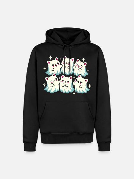 Kawaii Geisterkatzen - Männer Premium Bio Hoodie - Schwarz