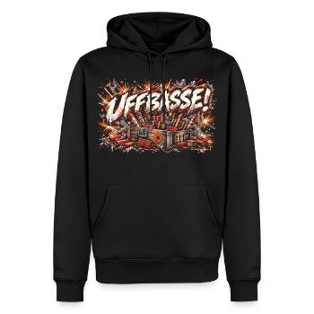 Uffbasse! Feuerwerk - Männer Premium Bio Hoodie - Schwarz - Vorne - Nico (187cm)