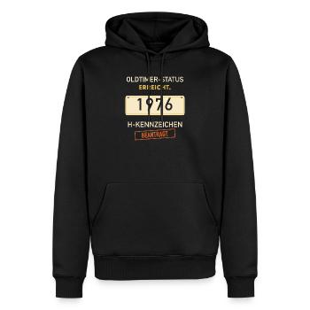 50. Geburtstag 1976 Oldtimer H-Kennzeichen - Männer Premium Bio Hoodie - Schwarz - Vorne - Nico (187cm)