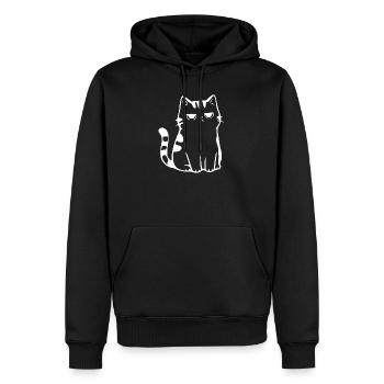 Katze weiß schlicht minimalistisch Geschenk Katzen - Männer Premium Bio Hoodie - Schwarz - Vorne - Nico (187cm)