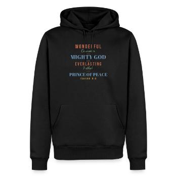 Wonderful Counselor Mighty God – Isaiah 9:6 - Männer Premium Bio Hoodie - Schwarz - Vorne - Nico (187cm)