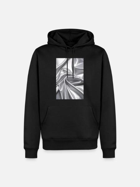 Silberne Satinwellen Stofffluss - Männer Premium Bio Hoodie - Schwarz