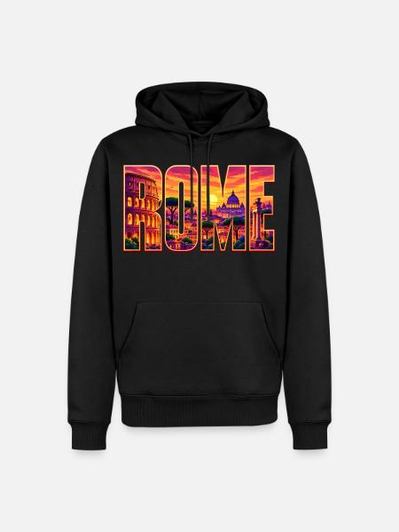 Rom-33cm - Männer Premium Bio Hoodie - Schwarz