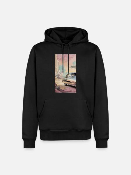 Retro Dream auf Pastelwüste - Männer Premium Bio Hoodie - Schwarz