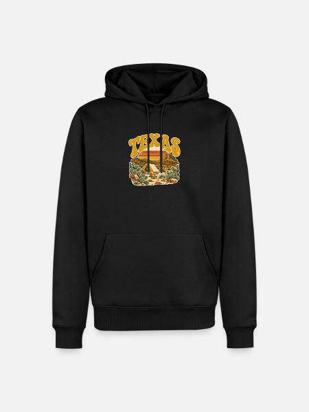 Texas Wüstensonnenuntergang Retro - Männer Premium Bio Hoodie - Schwarz