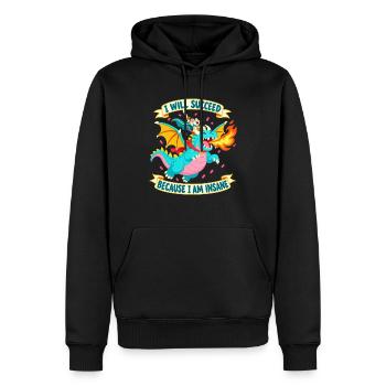Partei Ich werde Erfolg haben, weil ich verrückt bin - Männer Premium Bio Hoodie - Schwarz - Vorne - Nico (187cm)