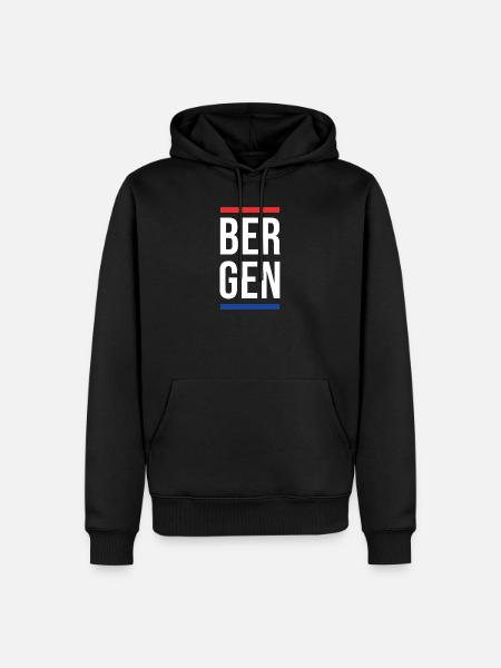 Bergen Bold Block-Typografie - Männer Premium Bio Hoodie - Schwarz