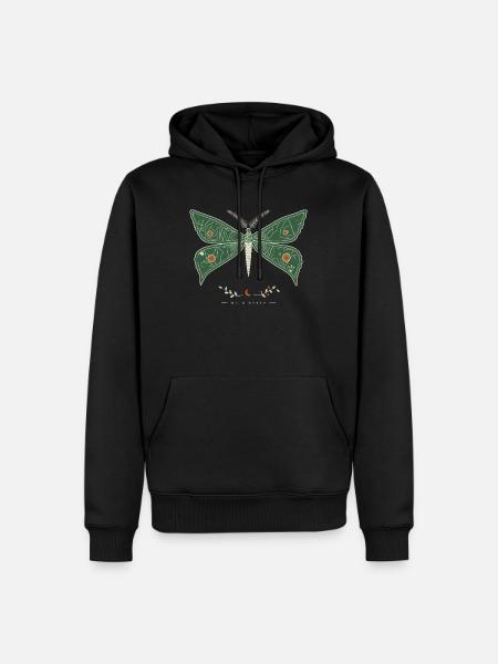 Grüne Motte mit Waldmuster - Männer Premium Bio Hoodie - Schwarz
