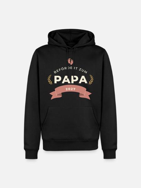 Befördert zum Papa 2027 – Abzeichen - Männer Premium Bio Hoodie - Schwarz