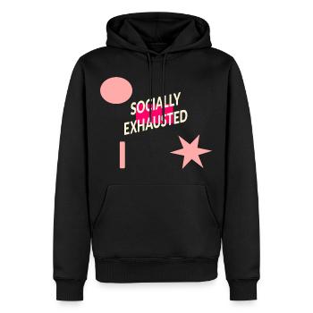 sozial erschöpft - Männer Premium Bio Hoodie - Schwarz - Vorne - Nico (187cm)