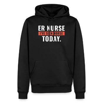 Notaufnahme-Schwester Ich habe heute schon Schlimmeres gesehen - Männer Premium Bio Hoodie - Schwarz - Vorne - Nico (187cm)