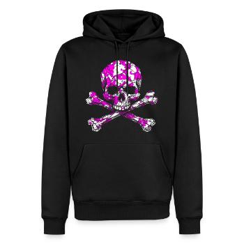 Pink-Weißes Schädelkreuz - Männer Premium Bio Hoodie - Schwarz - Vorne - Nico (187cm)
