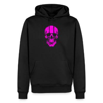 Neon Totenkopf Silhouette - Männer Premium Bio Hoodie - Schwarz - Vorne - Nico (187cm)
