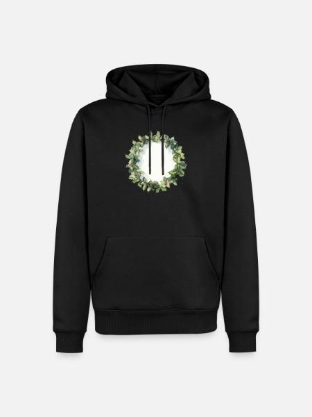 Wasserfarbener Christkranz - Männer Premium Bio Hoodie - Schwarz