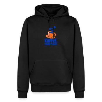 Kaffee. Dann Pläne. – Kaffeepause - Männer Premium Bio Hoodie - Schwarz - Vorne - Nico (187cm)