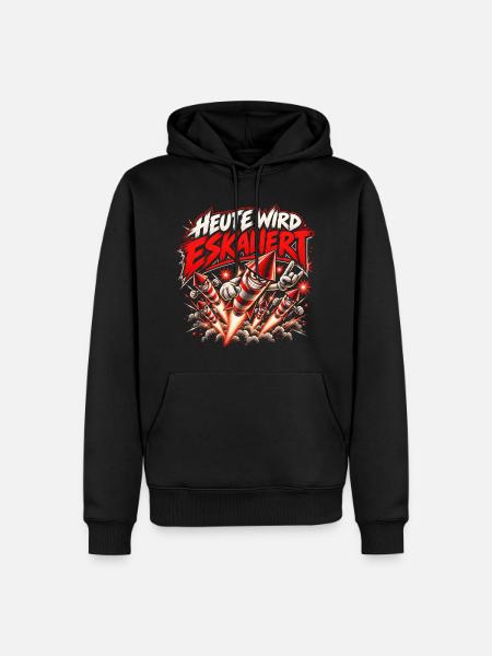 Heute wird eskaliert – Silvester Feuerwerk - Männer Premium Bio Hoodie - Schwarz