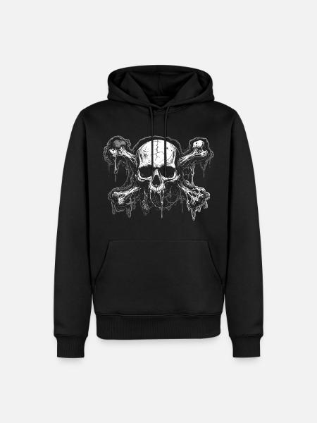 Tropfender Zombie Gothic Schädel - Männer Premium Bio Hoodie - Schwarz