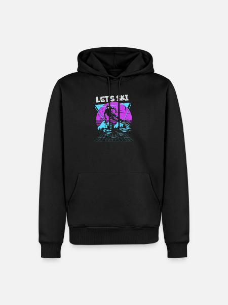 Lass uns Ski Neon Retro - Männer Premium Bio Hoodie - Schwarz