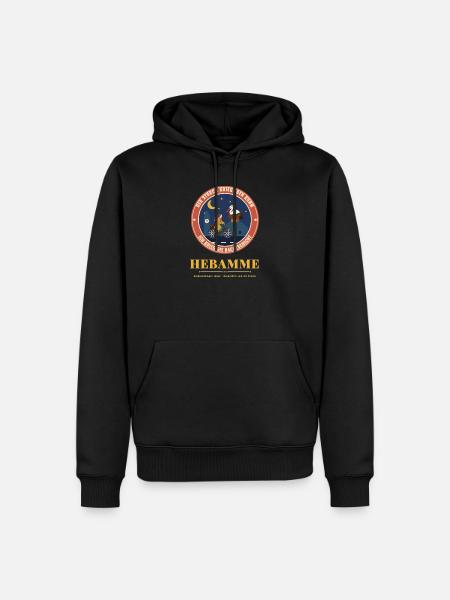 Hebamme – Storch Nachtschicht Hebammen Geschenk - Männer Premium Bio Hoodie - Schwarz