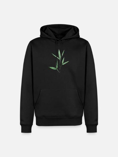 Bambus / Botanische Blätter -  - Männer Premium Bio Hoodie - Schwarz