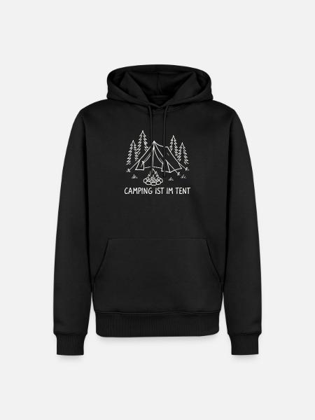 Camping im Tent Waldsilhouette - Männer Premium Bio Hoodie - Schwarz