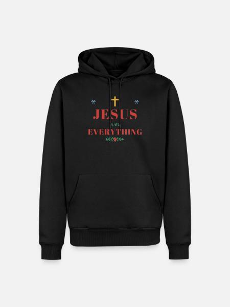 Jesus Over Everything – Christian Xmas - Männer Premium Bio Hoodie - Schwarz
