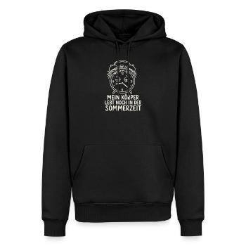 t0Körper lebt noch in der Sommerzeit - Männer Premium Bio Hoodie - Schwarz - Vorne - Nico (187cm)