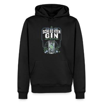 Gin Spruch – Schlechter Gin & Lange Meetings - Männer Premium Bio Hoodie - Schwarz - Vorne - Nico (187cm)