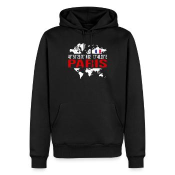 Paris - Männer Premium Bio Hoodie - Schwarz - Vorne - Nico (187cm)