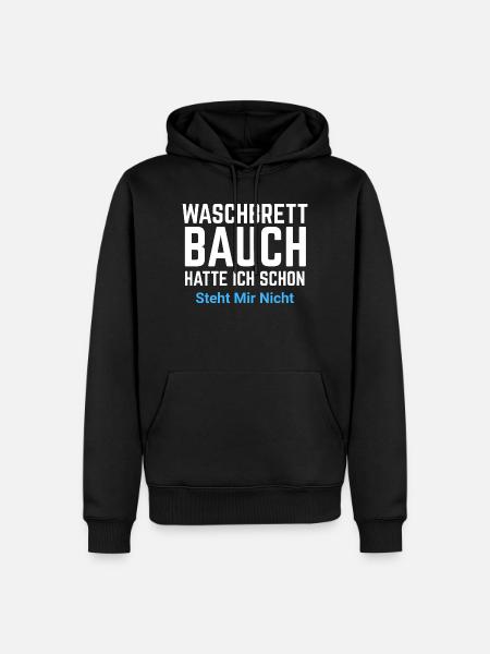 Waschbrett Bauch Spruch Typo - Männer Premium Bio Hoodie - Schwarz