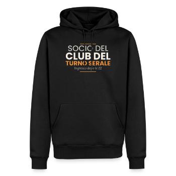 Mitglied des Abendschichtclubs – Kellner - Männer Premium Bio Hoodie - Schwarz - Vorne - Nico (187cm)