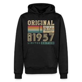 Original 1957 Jahrgang 70. Geburtstag Vintage - Männer Premium Bio Hoodie - Schwarz - Vorne - Nico (187cm)