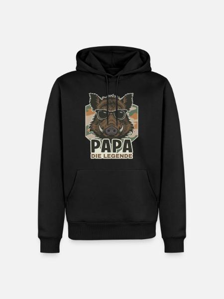 Papa die Legende Wildschwein - Männer Premium Bio Hoodie - Schwarz
