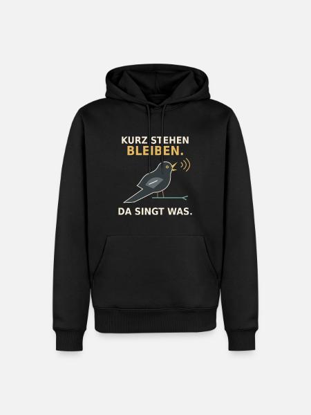 Kurz stehen bleiben – Amsel - Männer Premium Bio Hoodie - Schwarz