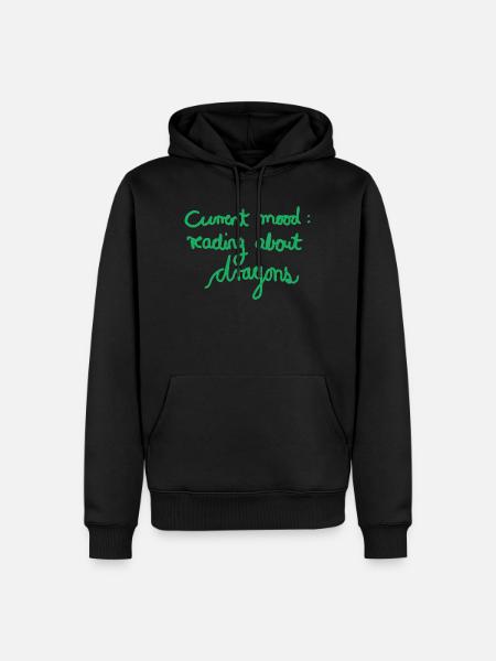 Current Mood: Reading About Dragons - Männer Premium Bio Hoodie - Schwarz