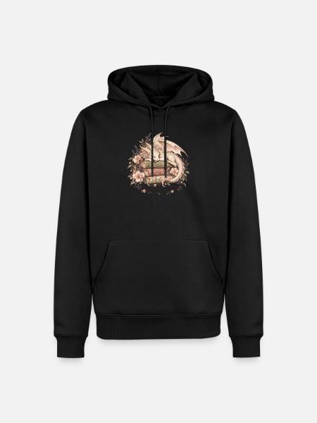 Schlafender Bücherdrache – Happy Endings - Männer Premium Bio Hoodie - Schwarz