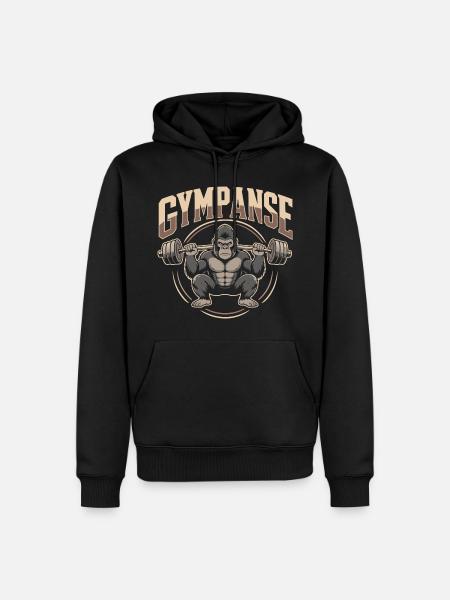 Gympanse Gewichtheber Bodybuilding - Männer Premium Bio Hoodie - Schwarz