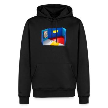Abstrakter Raum in Primärfarben - Männer Premium Bio Hoodie - Schwarz - Vorne - Nico (187cm)
