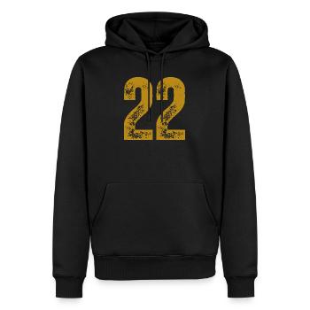 22 - Männer Premium Bio Hoodie - Schwarz - Vorne - Nico (187cm)