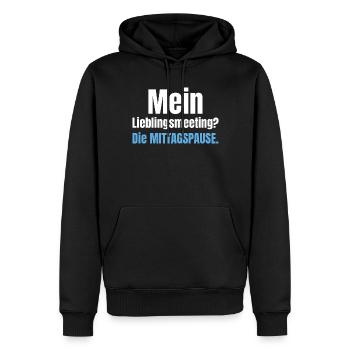 Mein Lieblingsmeeting? Die Mittagspause. - Männer Premium Bio Hoodie - Schwarz - Vorne - Nico (187cm)