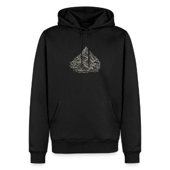 Alpengipfel – Topografische Linienkunst - Männer Premium Bio Hoodie - Schwarz - Vorne - Nico (187cm)