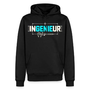 Ingenieur – Das Genie im Wort - Männer Premium Bio Hoodie - Schwarz - Vorne - Nico (187cm)