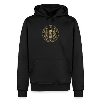 Globale Menschenrechte Emblem - Männer Premium Bio Hoodie - Schwarz - Vorne - Nico (187cm)